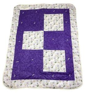 Patchwork Quilt Wall Hanging Blanket 38x49 Psalm 37:4 Lavender Butterfly Purple